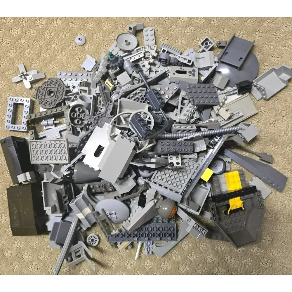 Lego and Compatible with Lego Building Blocks Grey Pieces Lot GA163